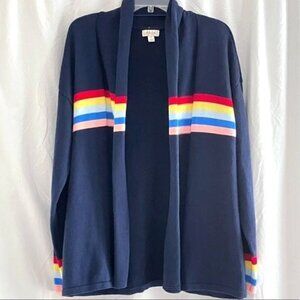 Style Co Striped Cardigan M Rainbow Lagenlook Oversized Capsule 100% Cotton
